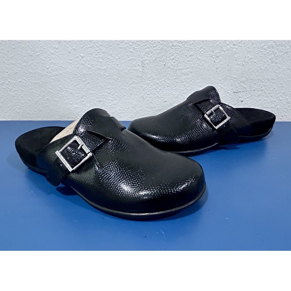 Vionic Mallory Comfort Clogs Mules Womens Sz 6 Orthaheel Black Textured Upper
